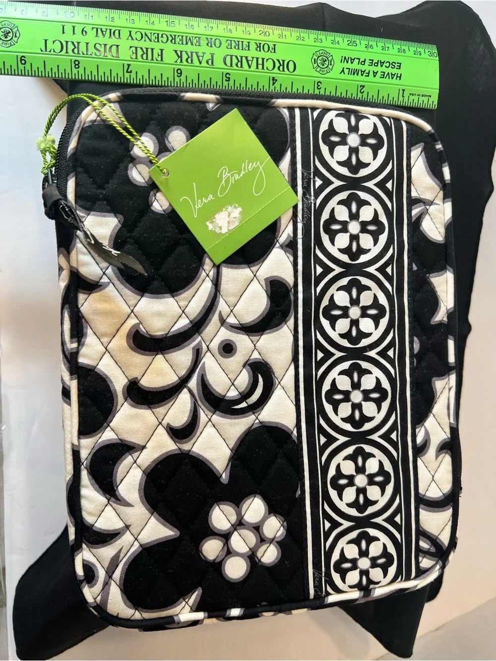 Vera Bradley Black & White Quilted Tablet Sleeve Case RETIRED Night & Day NWT